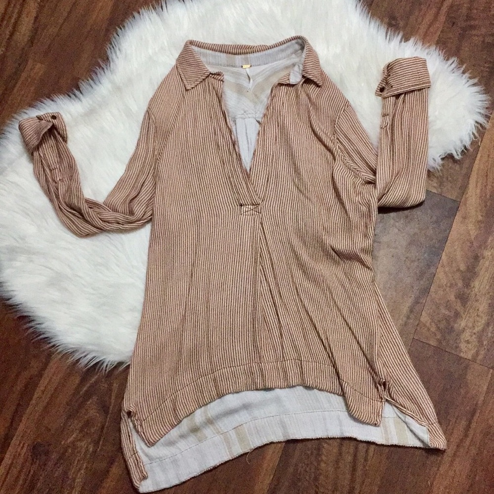 Oversized stripped free people top